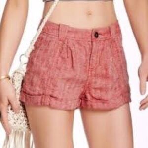 Free People Red Linen Shorts